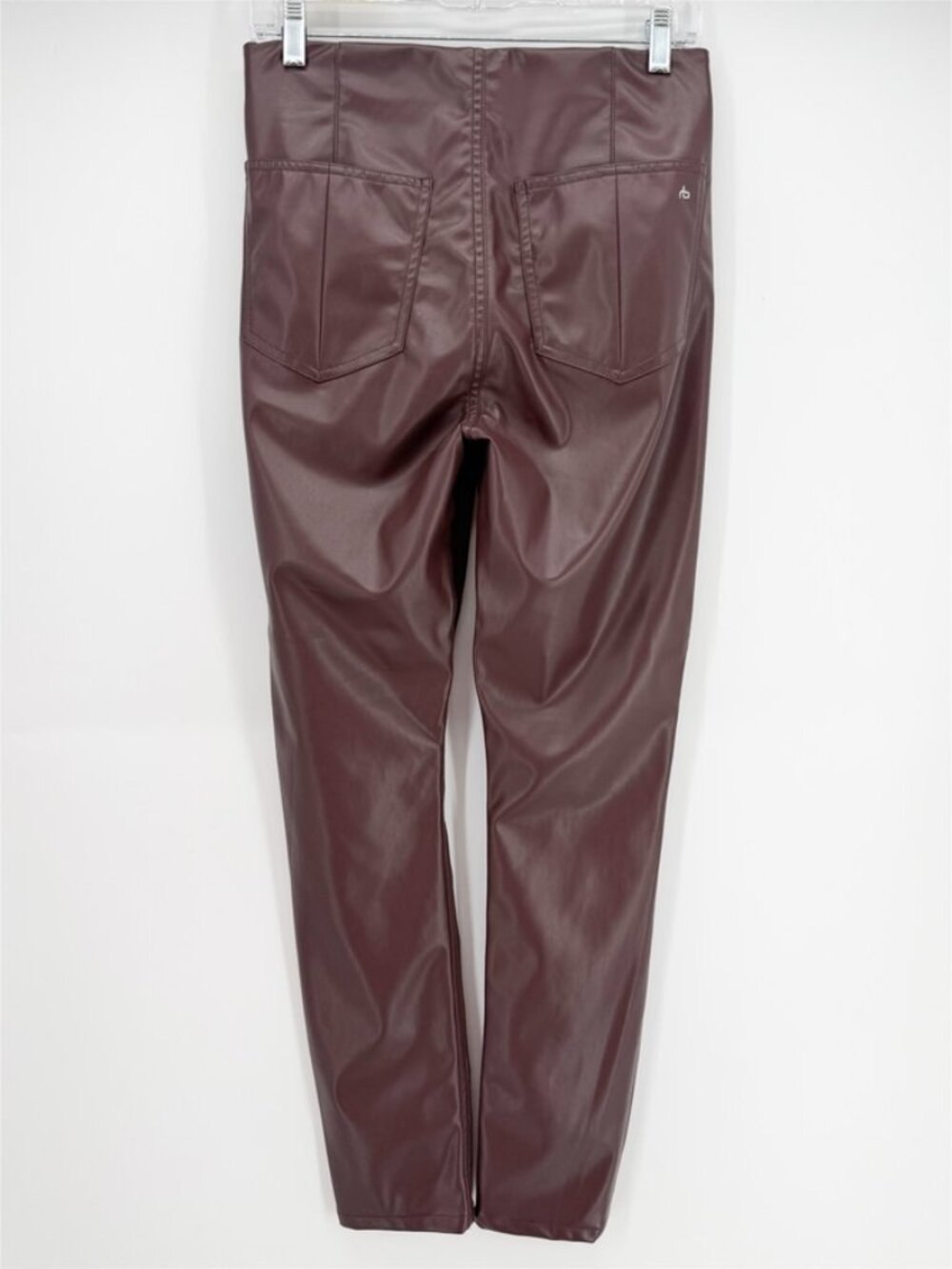 Rag & Bone Nina Vegan Leather Pull On Skinny Pants Maroon M - Picture 3 of 11